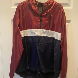 Burgundy/Navy/White Mens Pullover Jacket